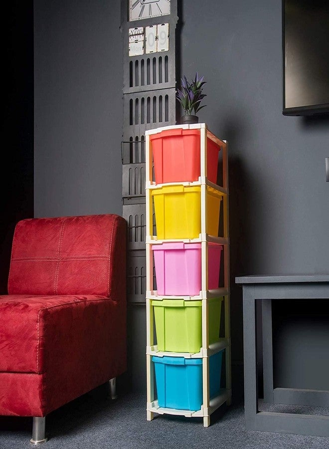 مورال نظام أدراج تخزين معياري من البلاستيك من مورال مكون من 5 طبقات (متعدد الألوان) - Image 1